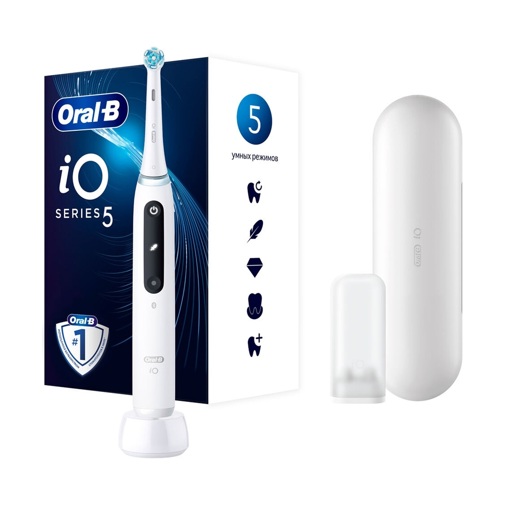 Электрическая зубная щётка Oral-B iO Series 5 White Alabaster, Белая - фото