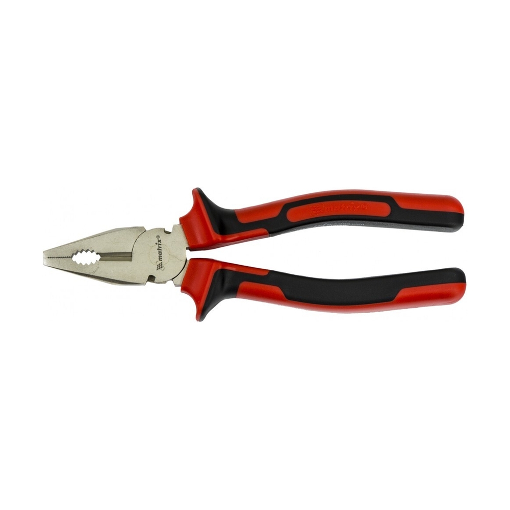 Плоскогубцы NICKEL, 200 мм, никелированные, двухкомпонентные рукоятки// Matrix - фото