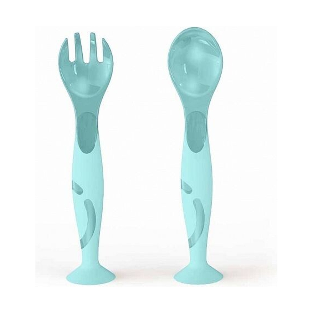 Набор: ложечка и вилочка на присосе (Зеленый) 431312009 - фото