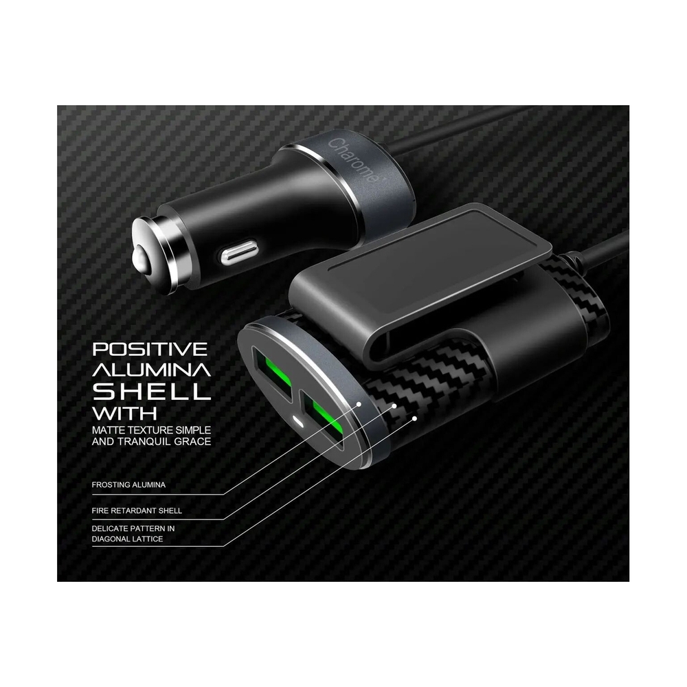 Автомобильное зарядное устройство C7 4-Port Front and Back Seat, черный - фото 4