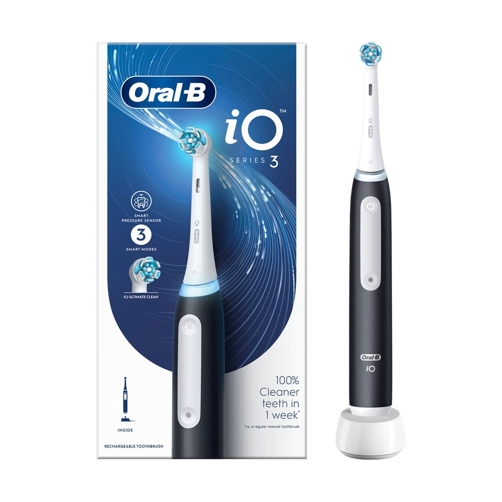 Электрическая зубная щётка Oral-B iO Series 3 Matte Black, чёрная, 1 насадка - фото