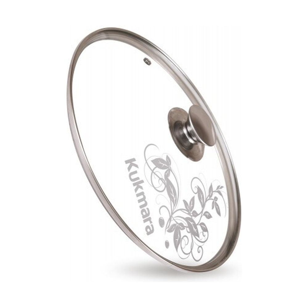 Крышка стеклянная Kukmara 24см, деколь серая, с24т112 - фото