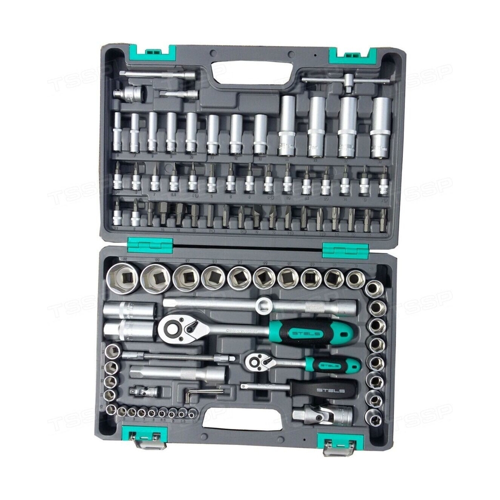 Набор инструментов, 1/2, 1/4, CrV, пластиковый кейс 94 предм - фото 2