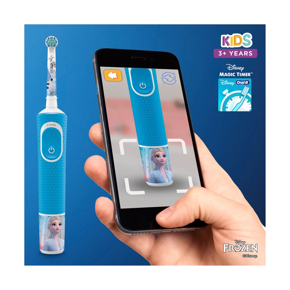 Детская электрическая зубная щетка Oral-B Kids "Холодное Сердце 2" с мобильным приложением, круглая насадка, 3+ лет - фото 11