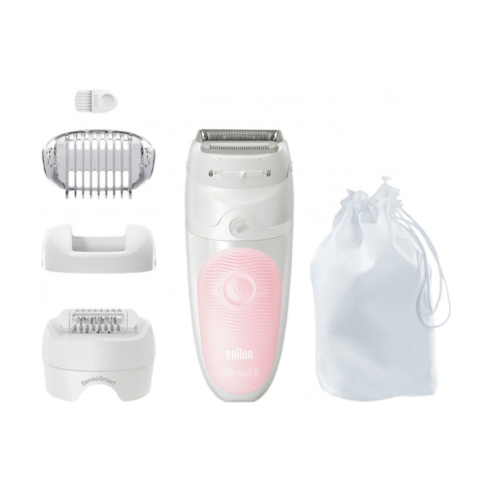 Эпилятор Braun Silk-épil 5 5-620, для сухой и влажной эпиляции, с 3 насадками, белый/розовый - фото 2