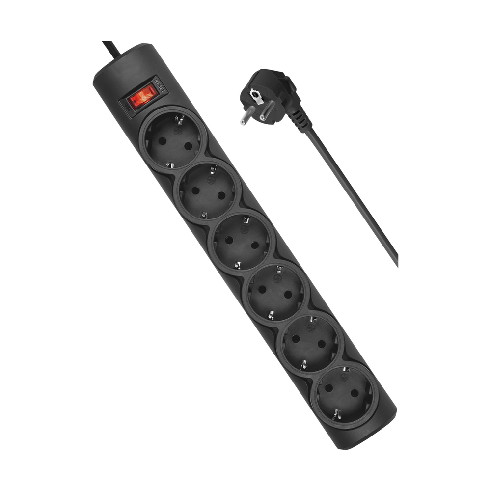 Сетевой фильтр DFS 151 1,8 м, черный, 6 розеток - фото