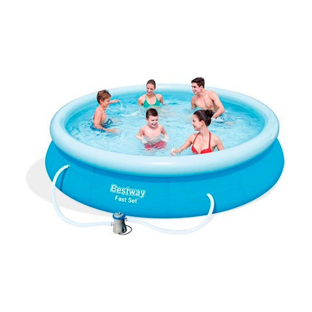 Семейный надувной бассейн Fast Set 366 х 76 см, BESTWAY, 57274, Винил, 5377 л., Ф-насос 58381 (1249л/ч), Голубой, Цветная коробка - фото 2