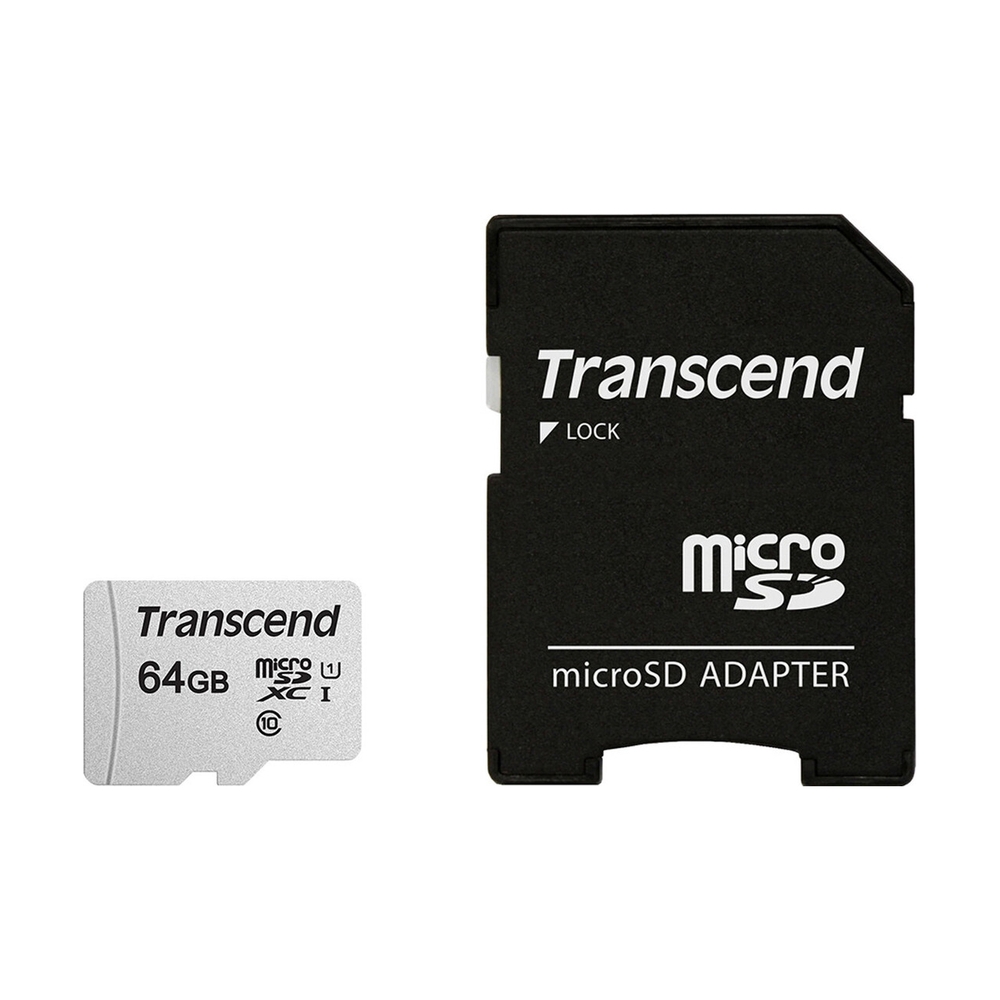 Карта памяти Transcend MicroSDXC 64 Гб, Class 10 UHS-I U1 (TS64GUSD300S) - фото