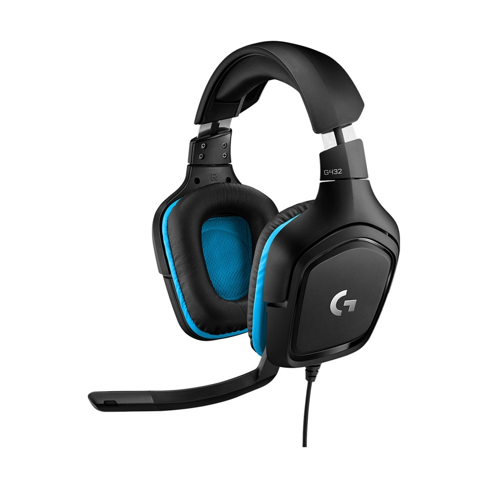 Гарнитура игровая Logitech G432 Gaming Headset Leatherette, Black/Blue (981-000770) - фото