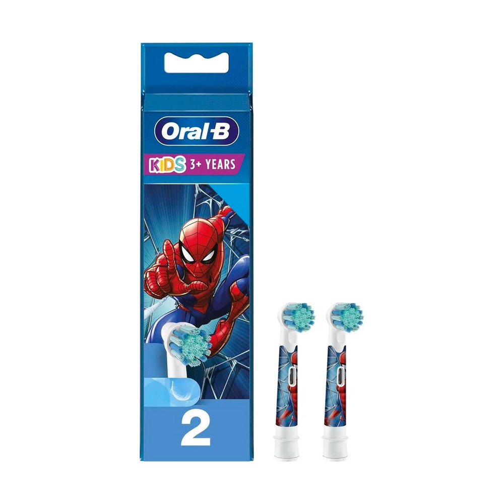 Насадки Oral-B Kids "Человек Паук" для детской электрической зубной щетки, 2 шт., для бережного удаления налета - фото