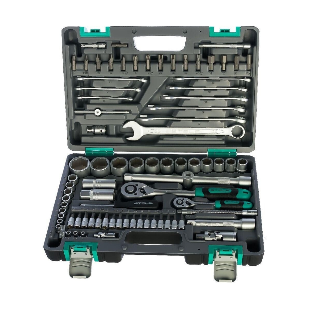 Набор инструментов, 1/2, 1/4, CrV, пластиковый кейс 82 предм - фото 2