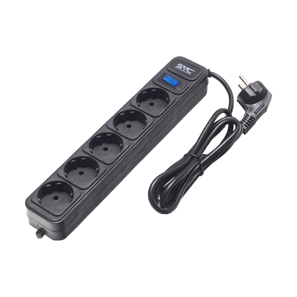 Сетевой фильтр SVC ZC5S-18M, 5 розеток, 1.8 м, Black - фото 2
