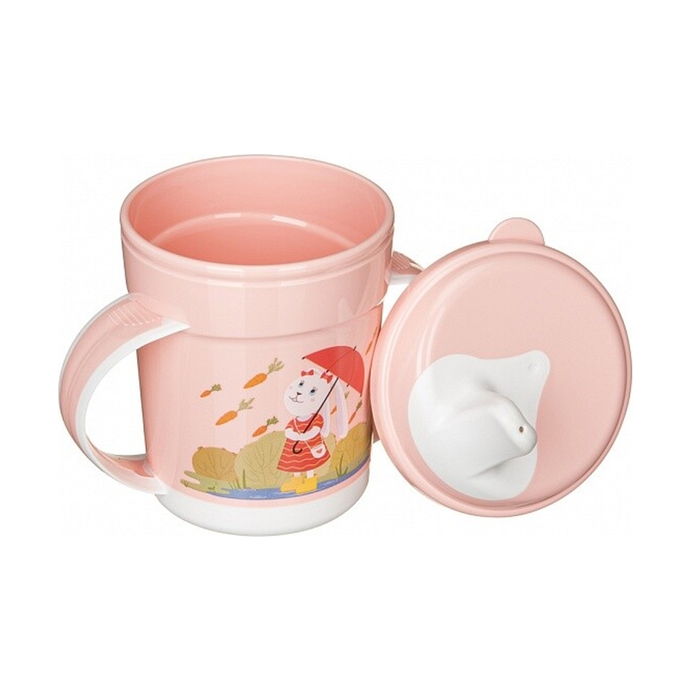 Поильник с ручками и декором, 320МЛ (Светло-розовый) 431313233 - фото 4