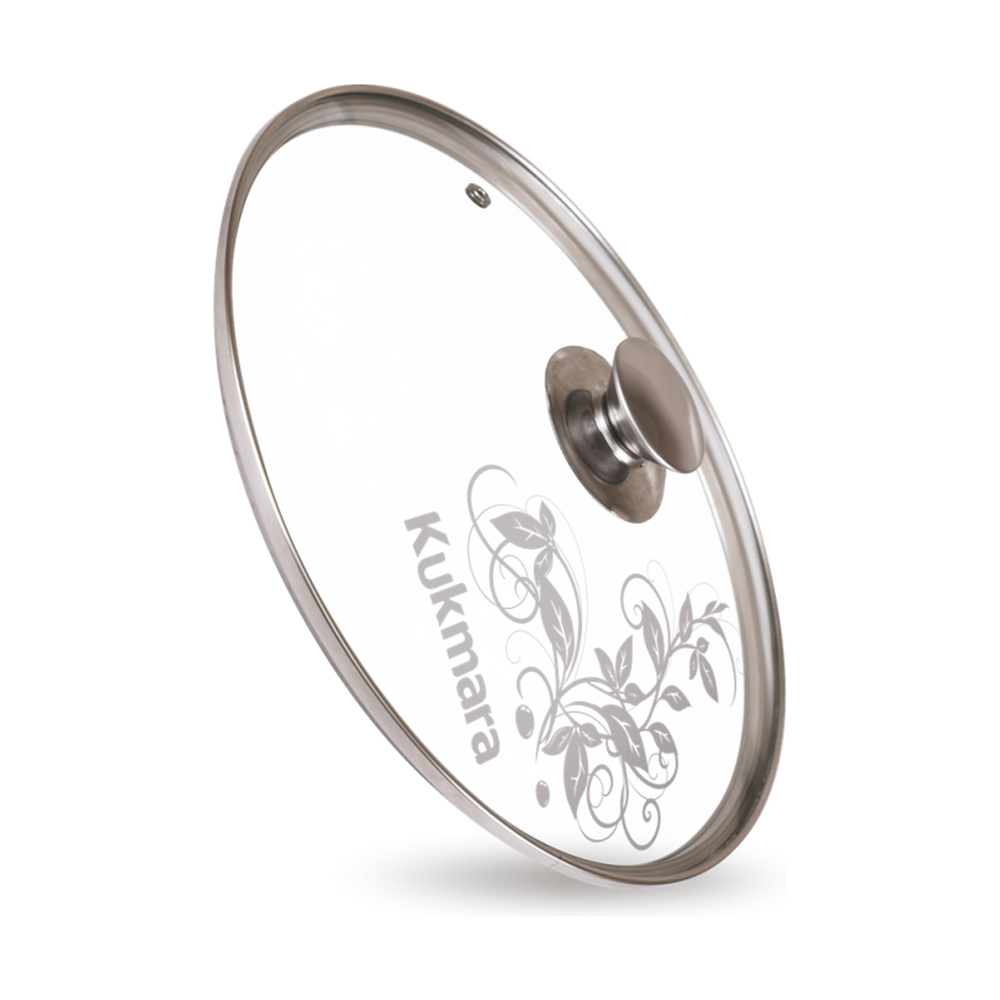 Крышка стеклянная Kukmara 28см, деколь серая, с28т112 - фото