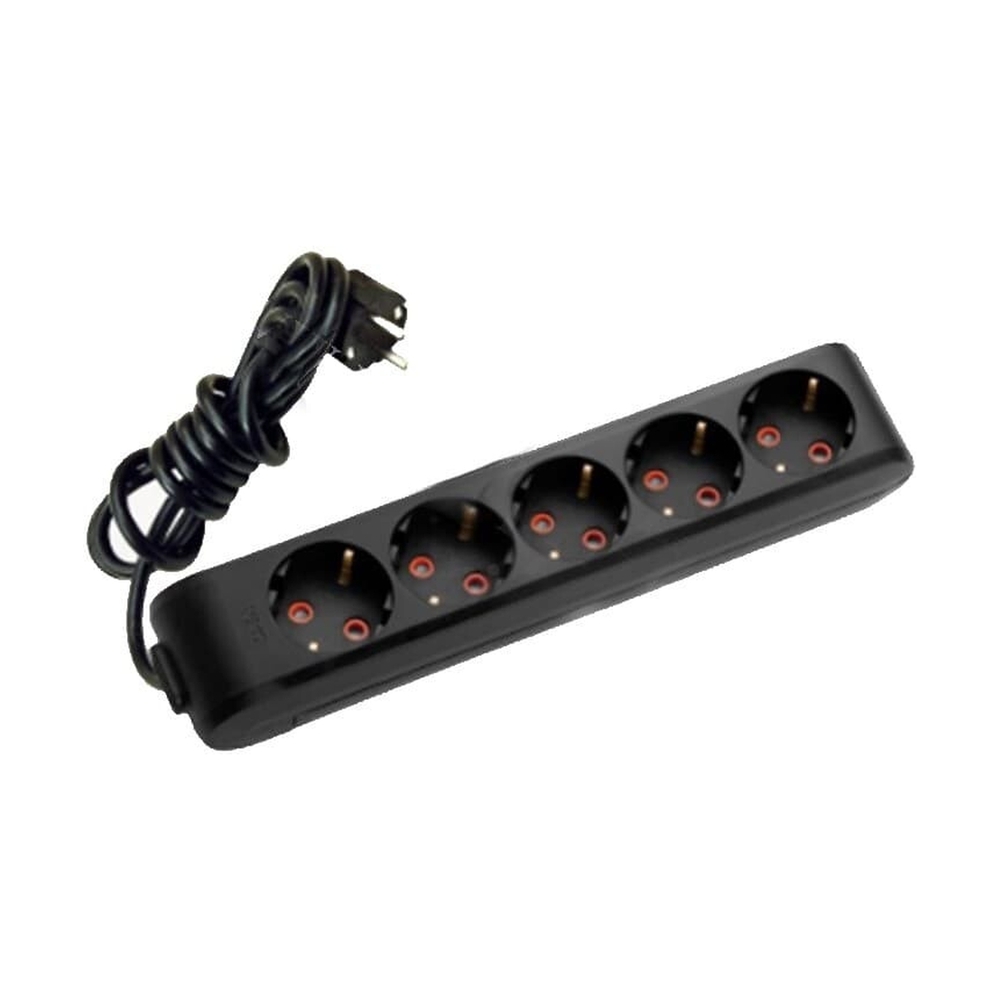 Viko удл. 5 гнезда, 5м с/з защ.штор черный, 90133505 - фото