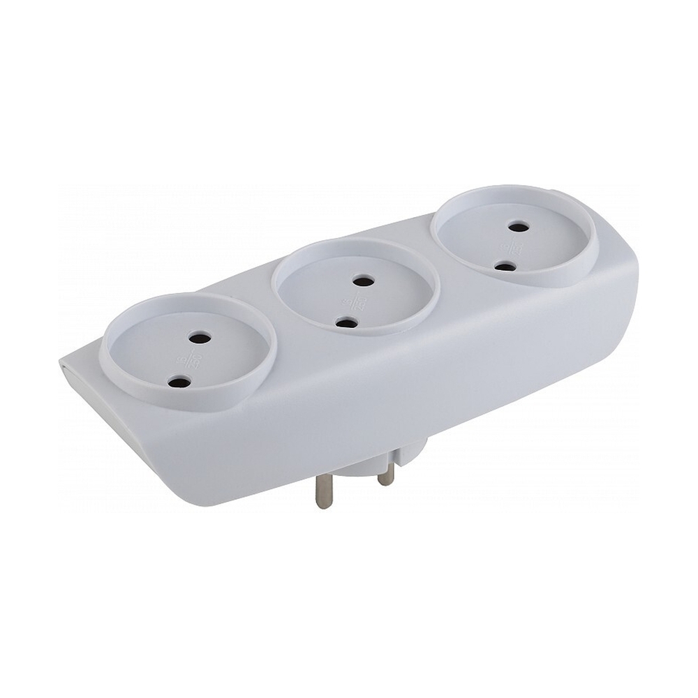 Разветвитель электрический ЭРА SP-3-W на 3 розетки без заземления 16А белый - фото