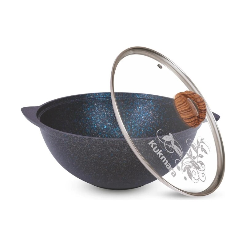 Казан Kukmara для плова 4,5л со стекл. крышкой, АП линия Granit ultra (blue) кгг47а - фото