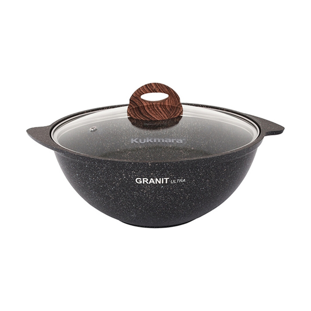 Казан для плова Kukmara 4,5л со стекл. крышкой, АП линия Granit ultra (original) кго47а - фото 2