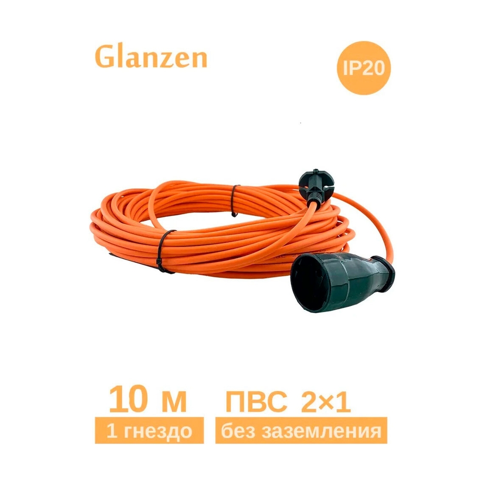 Удлинитель силовой на рамке GLANZEN 4 гн ПВС 2*1 10м арт ES-10-002 - фото