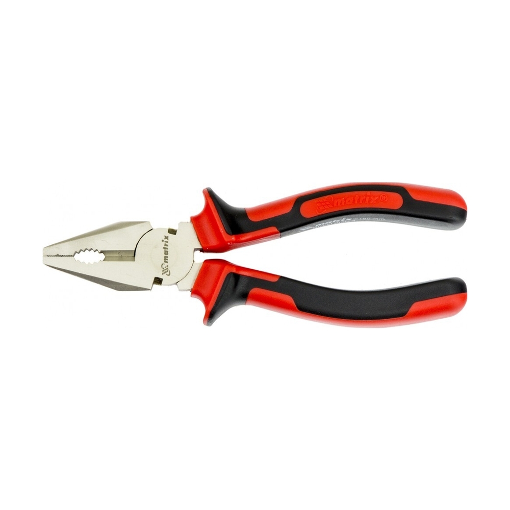 Плоскогубцы NICKEL, 180 мм, никелированные, двухкомпонентные рукоятки// Matrix - фото