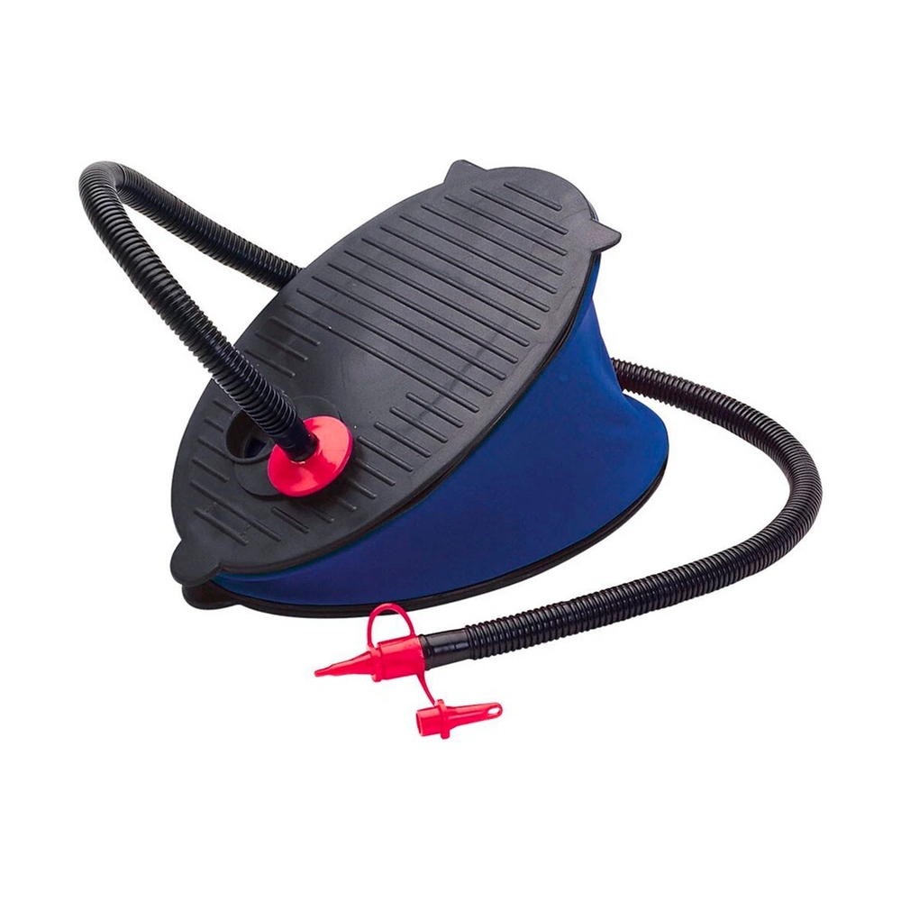 Насос ножной Bellows Foot Pump 28 см., INTEX, 69611, Пластик, Шланг 0.8м., 3 насадки, Объем камеры 3 л., Чёрно/синий, Пакет - фото