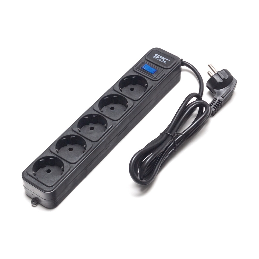 Сетевой фильтр, SVC, ZC5S-18M, 5 розеток, 1.8 м, чёрный - фото