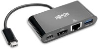 Адаптер TrippLite/USB-C Multiport Adapter, 4K HDMI, USB-A Port, Gbe, Self-Storing Cable and 100W PD 3.0, Black - фото