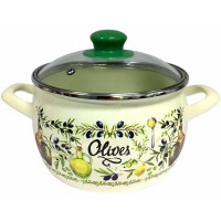 Посуда Metrot Кастрюля со стекл. крышкой, Олива, 7,5л, 193131 - фото