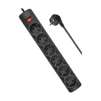 Сетевой фильтр Defender DFS 155 - 5.0 M, 6 розеток, черный - фото