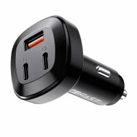 Автомобильное зарядное устройство AceFast B3, 66W(USB-C+USB-C+USB-A), черный - фото