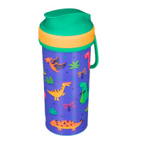 СТАКАН ДЕТСКИЙ С КРЫШКОЙ, ПЕТЛЕЙ И ДЕКОРОМ 400МЛ (Зеленый) 431331109 - фото