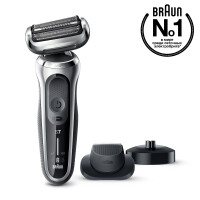 Электробритва Braun Series 7 71-S4200cs, сухое/влажное бритьё, зарядная станция, насадка, серебристая - фото