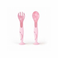 Набор: ложечка и вилочка на присосе (Розовый) 431312005 - фото