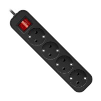 Удлинитель Defender с заземлением и выключателем G430 3 м, 4 розетки черный - фото