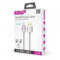 OLMIO USB 2.0 - MAGIC 5/8 (microUSB+lightning), 1м, 2.1А - фото