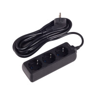 Удлинитель, SVC, GXC3S-30M, 3 розетки, 3 метра, 220-250В, 10A, Картонная коробка, Чёрный - фото