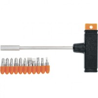 Отвертка Sparta с Т-образной ручкой, набор бит, 11 предметов - фото