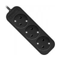 Удлинитель Defender с заземлением M330 3 м, 3 розетки черный - фото