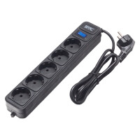 Сетевой фильтр SVC ZC5S-18M, 5 розеток, 1.8 м, Black - фото