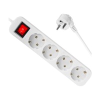 Удлинитель Defender с заземлением и выключателем S418, 1.8 м, 4 розетки белый - фото