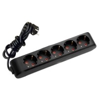 Viko удл. 5 гнезда, 5м с/з защ.штор черный, 90133505 - фото