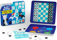 MAGNETICUS BG-2204 Магнитные игры 4-в-1: Шашки, Шахматы, Уголки, Лудо - фото