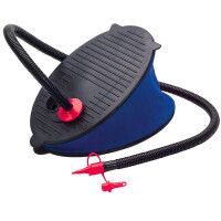 Насос ножной Bellows Foot Pump 28 см., INTEX, 69611, Пластик, Шланг 0.8м., 3 насадки, Объем камеры 3 л., Чёрно/синий, Пакет - фото