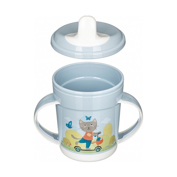 Поильник с ручками и декором, 320МЛ (Светло-голубой) 431313231 - фото