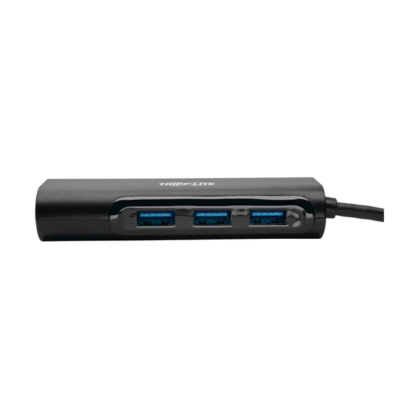 Адаптер TrippLite/3-Port USB-C Hub with LAN Port, USB-C to 3x USB-A Ports and Gbe, USB 3.0, Black - фото 2