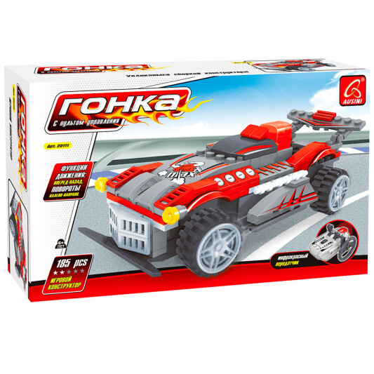 Игровой конструктор, Ausini, 20111, Гонки, Спортивный автомобиль на пульте управления, 185 деталей, - фото