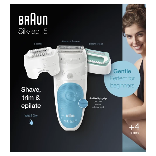 Эпилятор Braun Silk-épil 5 5-610, для сухой и влажной эпиляции, 4 ...