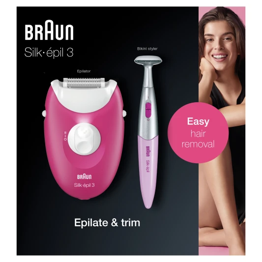 Эпилятор Braun Silk-épil 3 3-420, сухая эпиляция, с триммером для ...