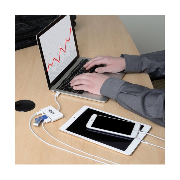 Расширитель USB TrippLite/4-Porat USB-C Hub, USB C to 2x USB-A, 2x USB-C, USB 3.0, White - фото 8