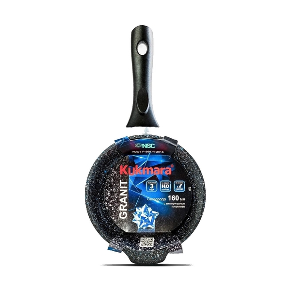 Сковорода глубокая Kukmara 16см Granit (Черный), сггч160а - фото